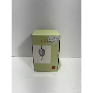 HOLME GAARD Dorthe & Peter‎ Svarrer Glass Lrg Egg Painted White Ornament ~3"